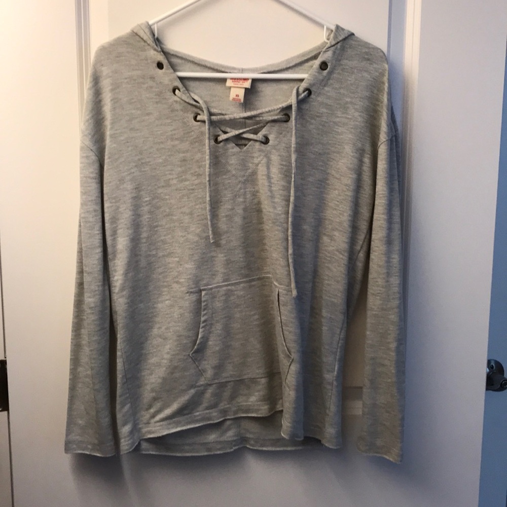 Lace up gray hoodie
